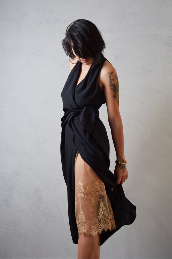 Anágua midi em tule e renda - Leonora