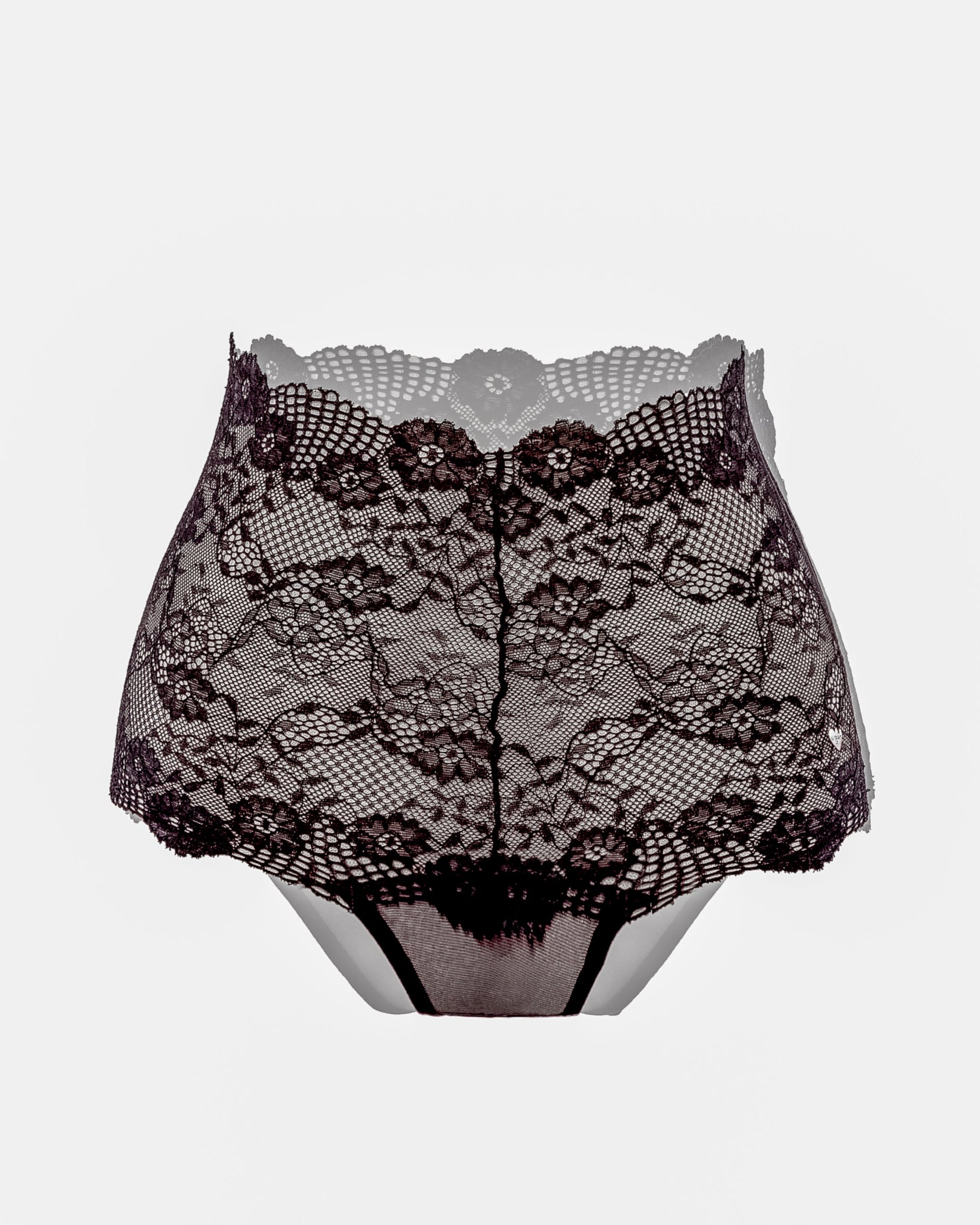 Calcinha cintura alta em tule e renda - Musa