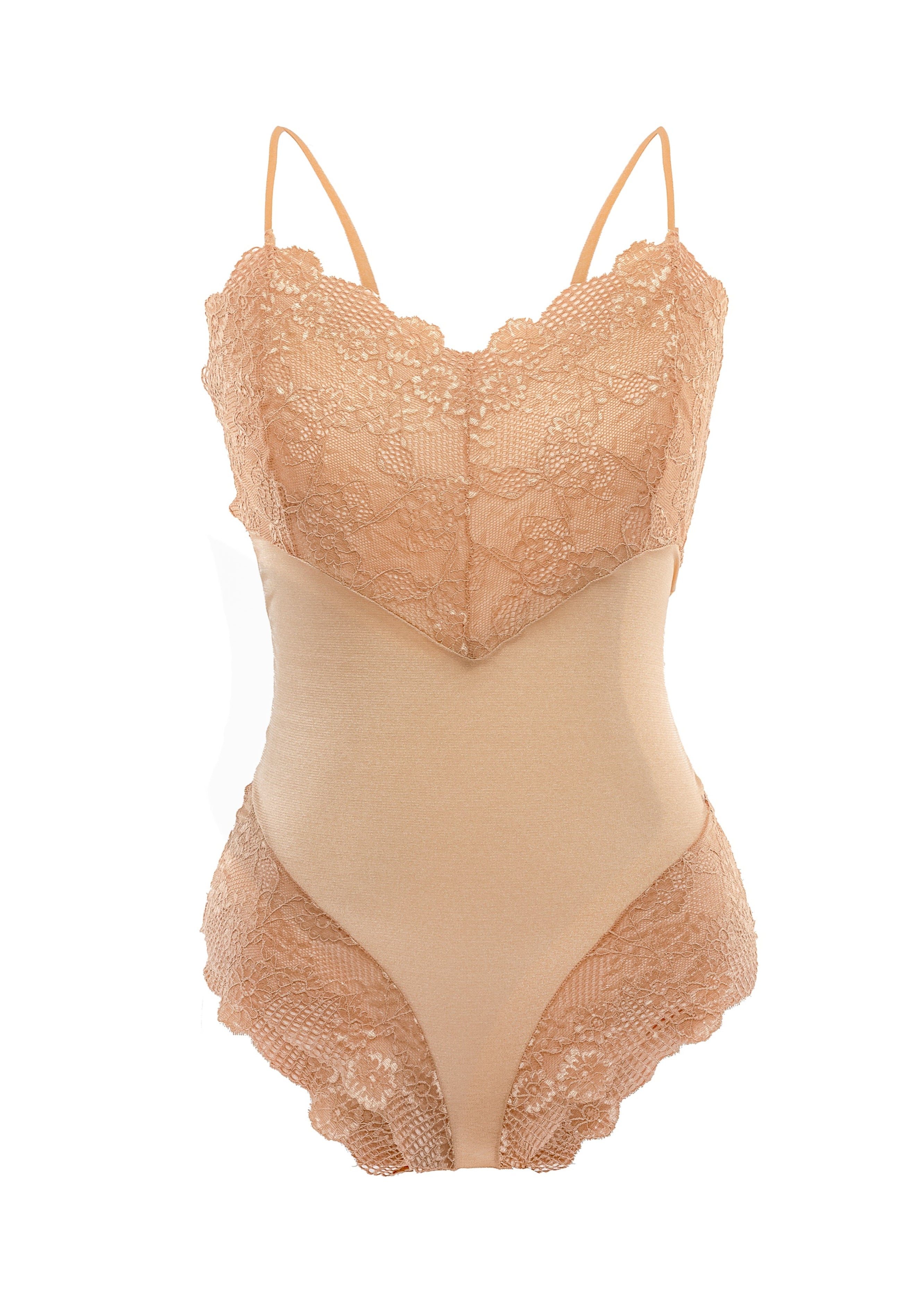 Body com decote V em tule e renda - Musa
