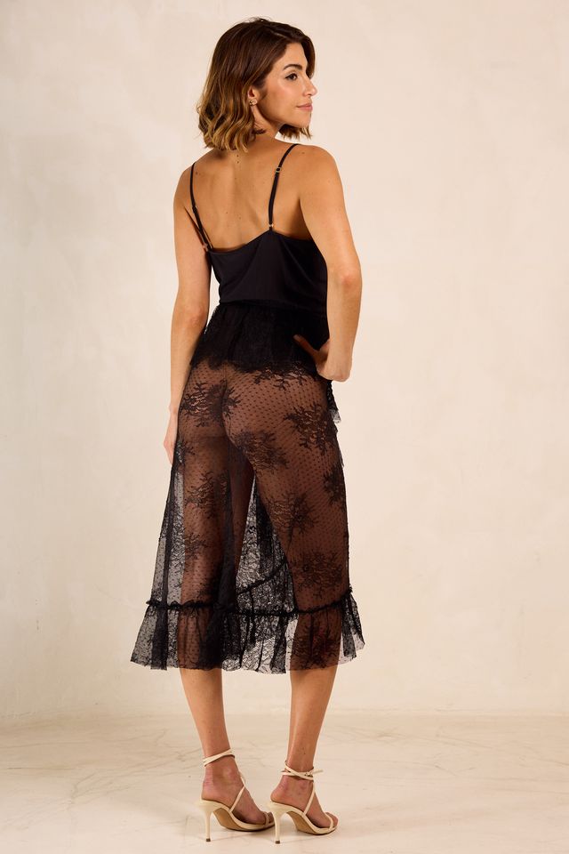 Saia midi pareô em renda - Teresa