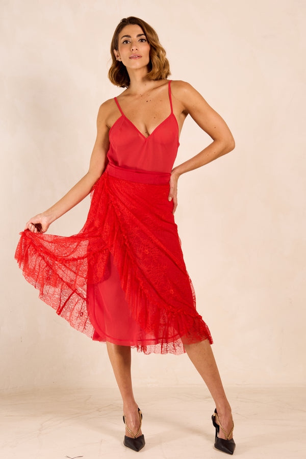 Saia midi pareô em renda - Teresa